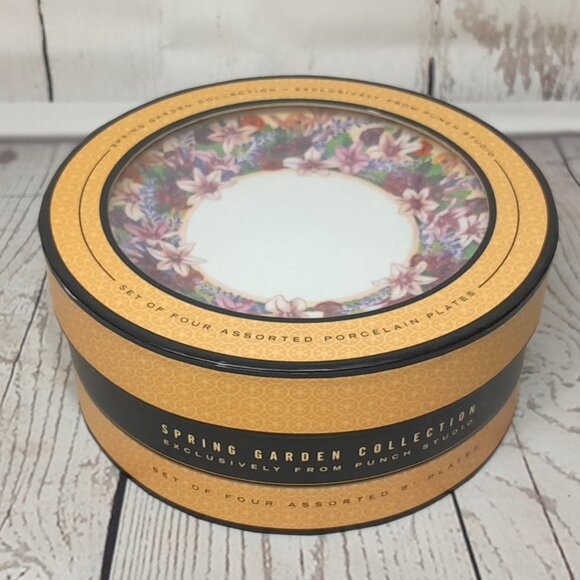 Floral 8" Salad Dessert Plate Set Of 4 Box Punch Studio Spring Garden Porcelain - Picture 13 of 14